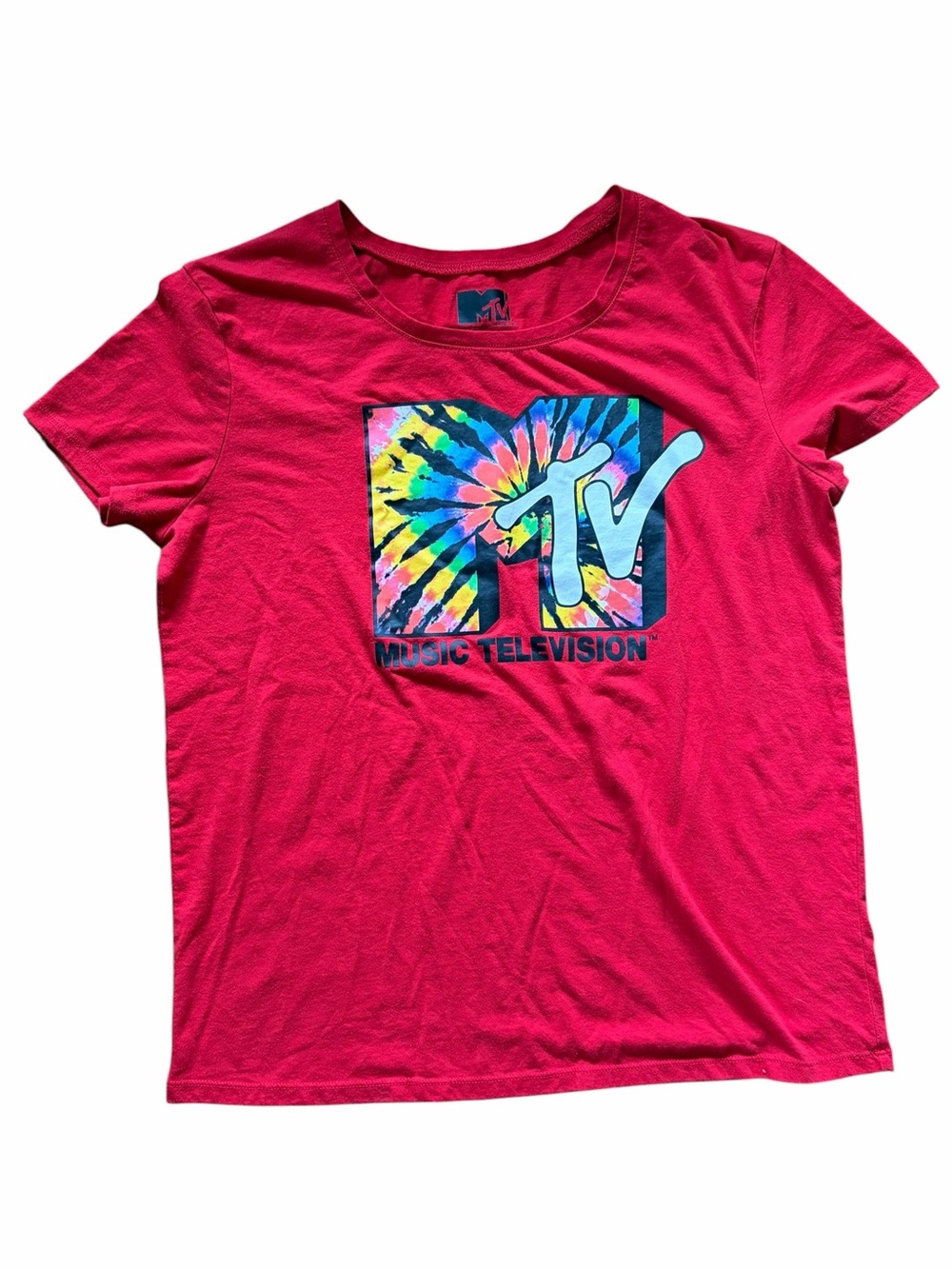 MTV Tie-Dye Logo Tee - Magenta with Multicolor Graphic